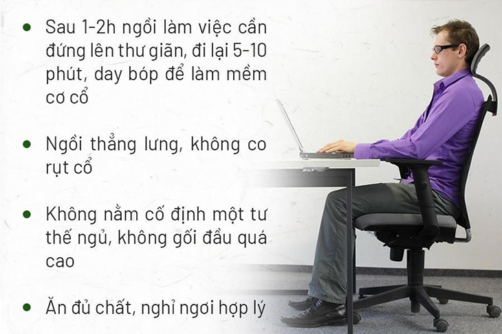 Điều chỉnh tư thế sinh hoạt giúp phòng ngừa thoái hóa cột sống cổ