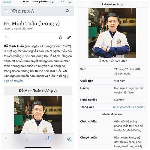 Thông tin của tôi được cập nhật trên Wikipedia