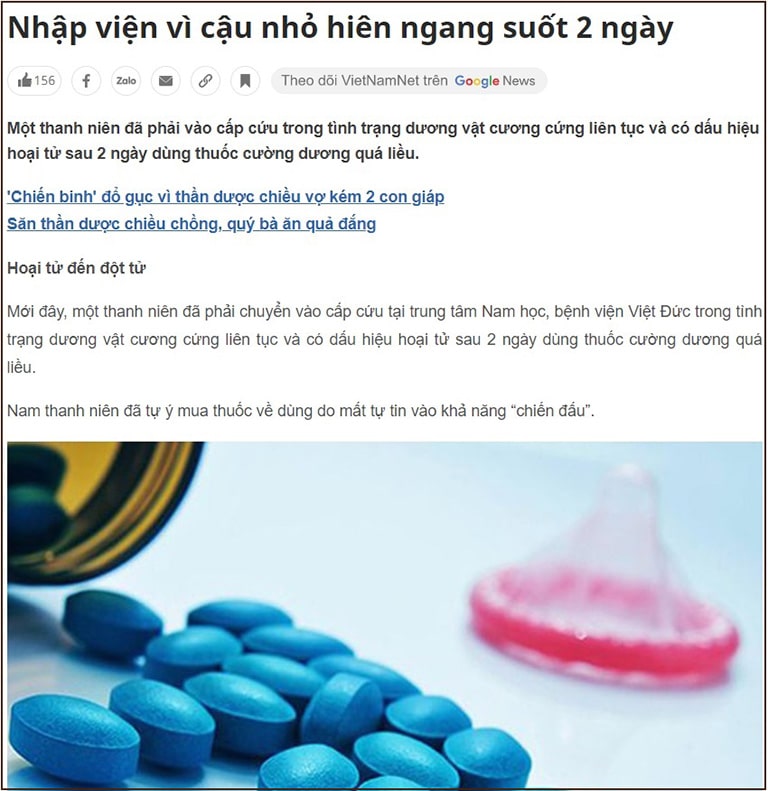 Nhập viện vì dùng thuốc chữa sinh lý nam tại nhà