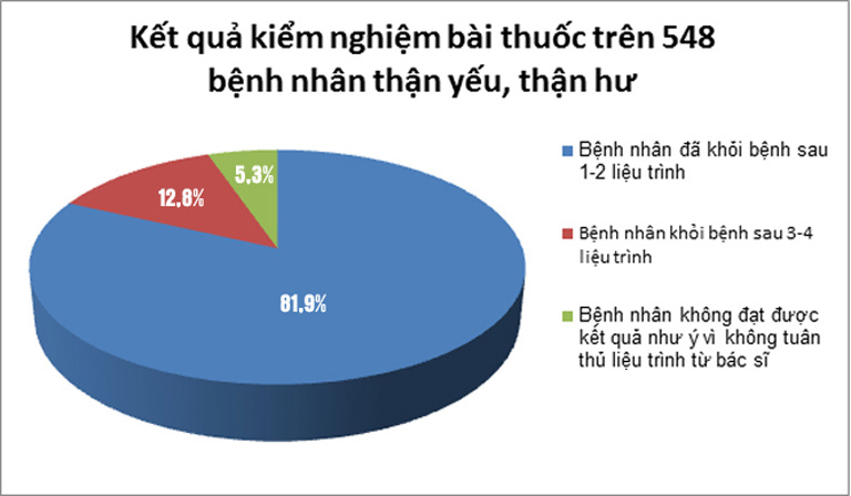 Số liệu bệnh nhân điều trị khỏi bệnh thận yếu, thận hư nhờ bài thuốc Bổ Thận Đỗ Minh