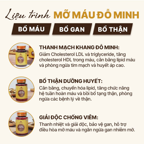 Liệu trình điều trị toàn diện của bài thuốc Mỡ Máu Đỗ Minh được chia thành ba bài thuốc nhỏ