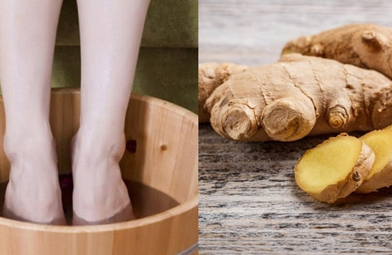 Ngâm chân với nước gừng ấm giúp thư giãn cải thiện tình trạng giấc ngủ